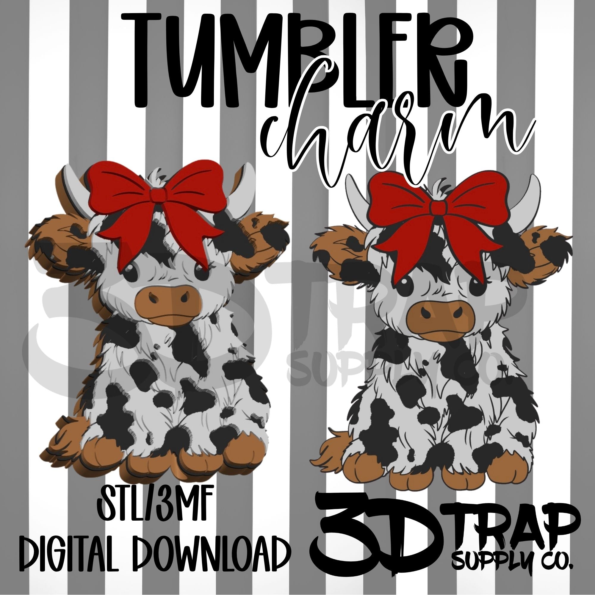 Cow Bow Tumbler Charm STL/3MF