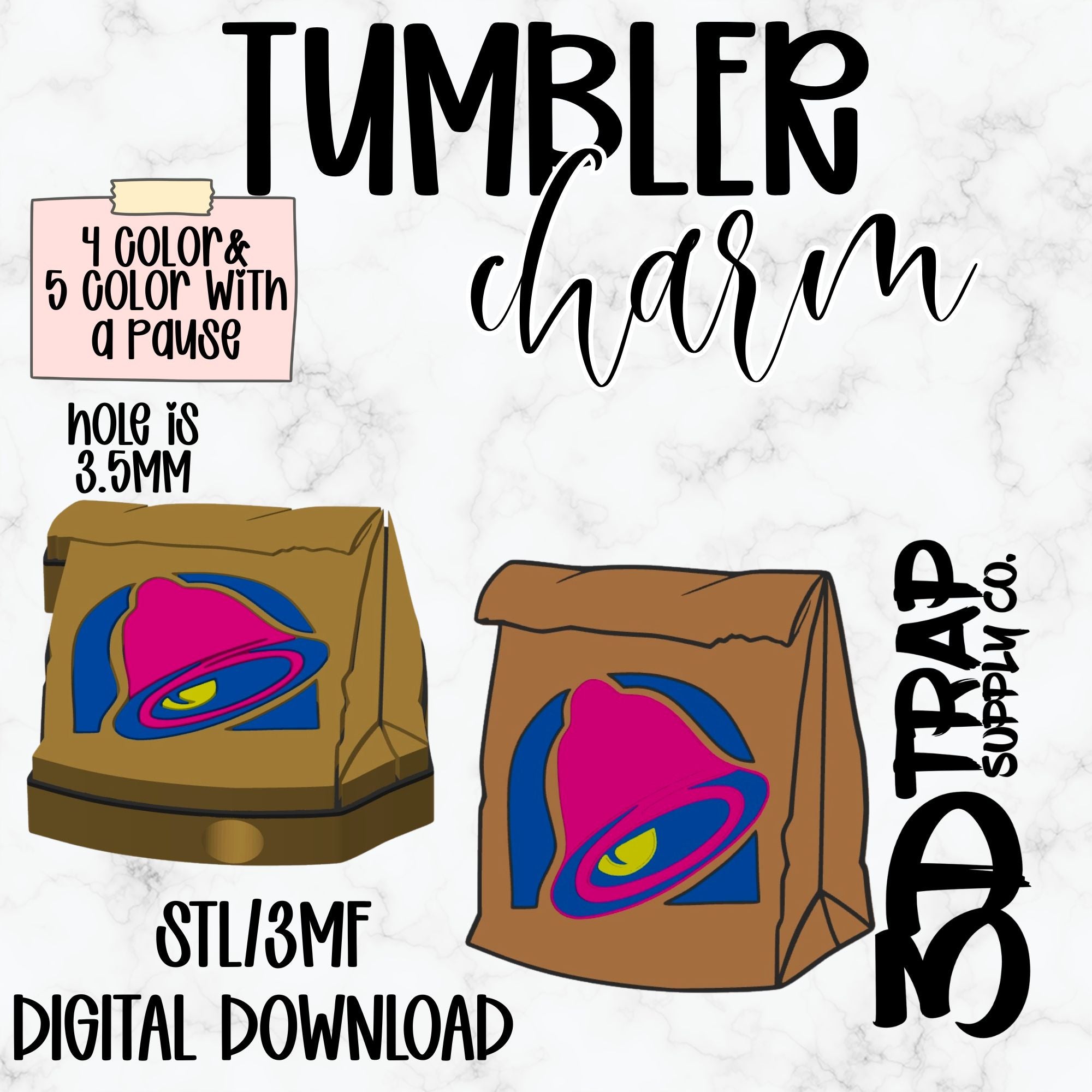 TB Bag Tumbler Charm STL/3MF