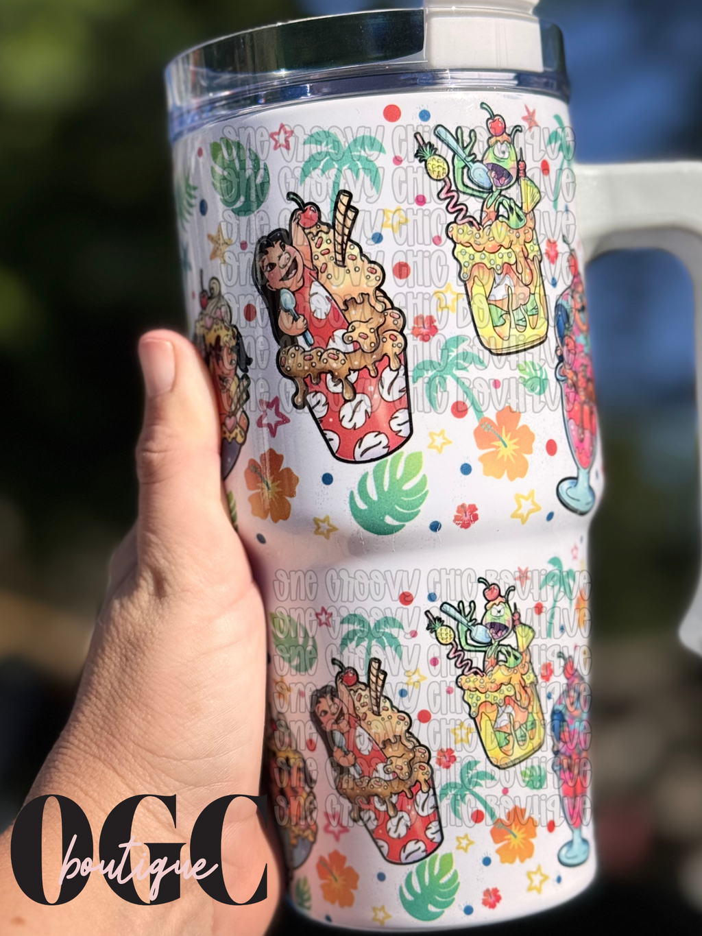 Blue Alien and ice cream mash-up tumbler