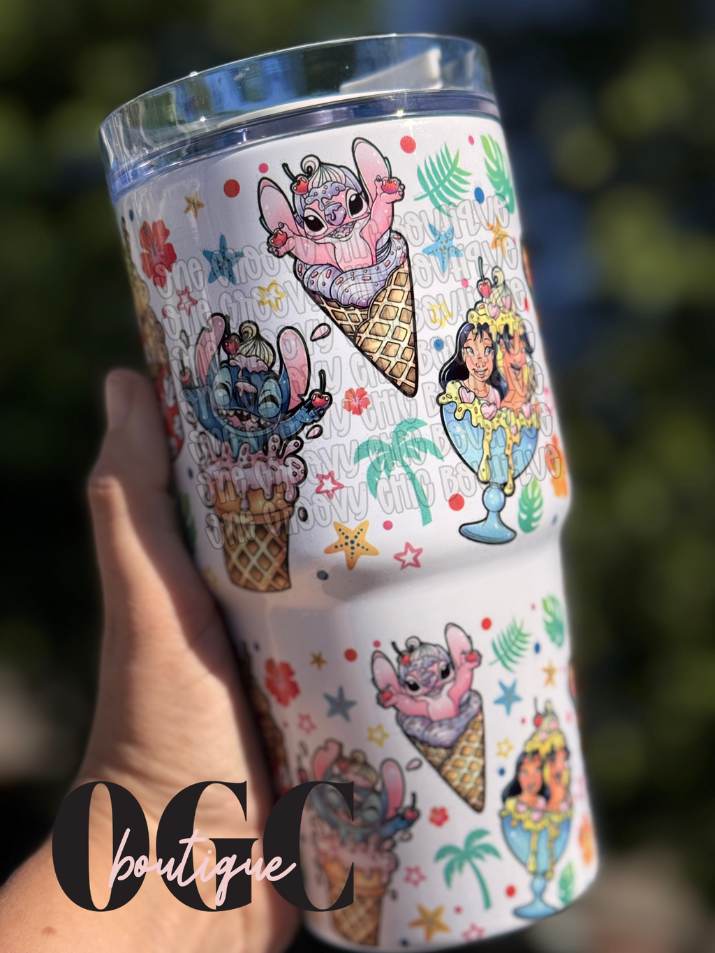 Blue Alien and ice cream mash-up tumbler