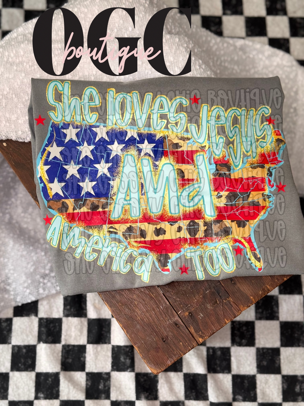 She loves Jesus and America Too Tee