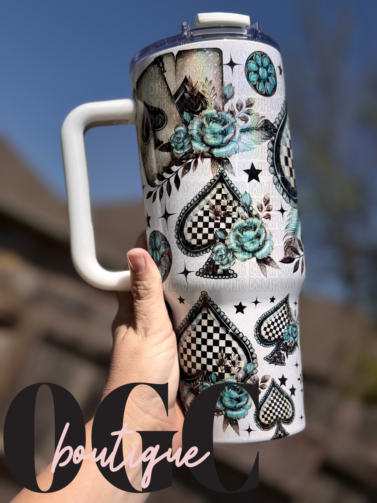 Spaded Cute Western Country Turquoise Tumbler