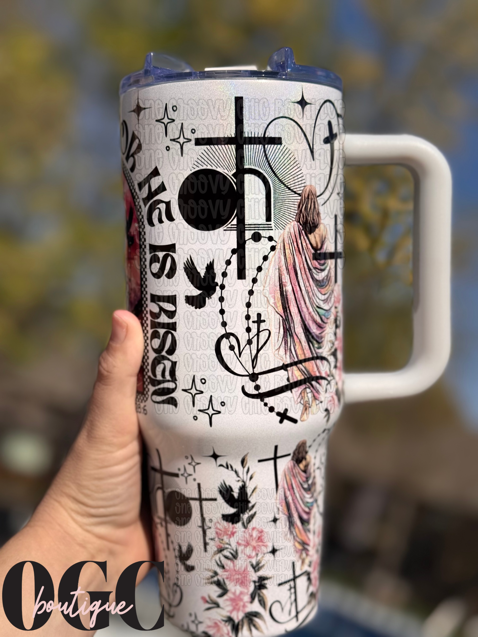 He is not here for he is risen tumbler