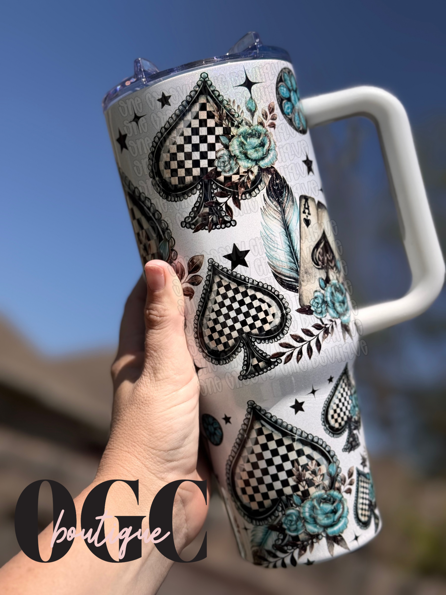 Spaded Cute Western Country Turquoise Tumbler