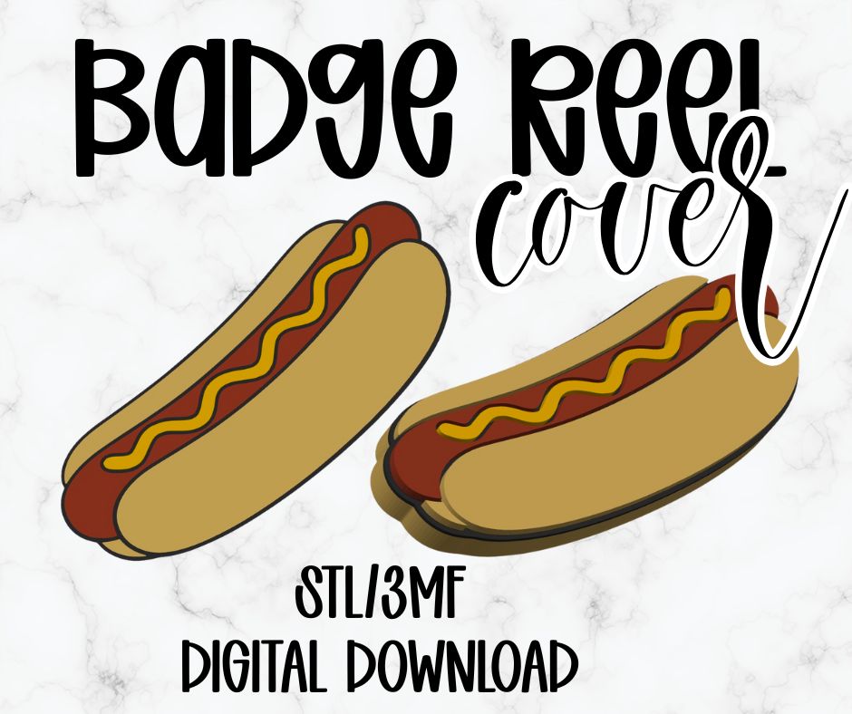 Hot Dog  Badge Reel Cover Glue On | 3D Printed Badge Topper | Work ID Accessory