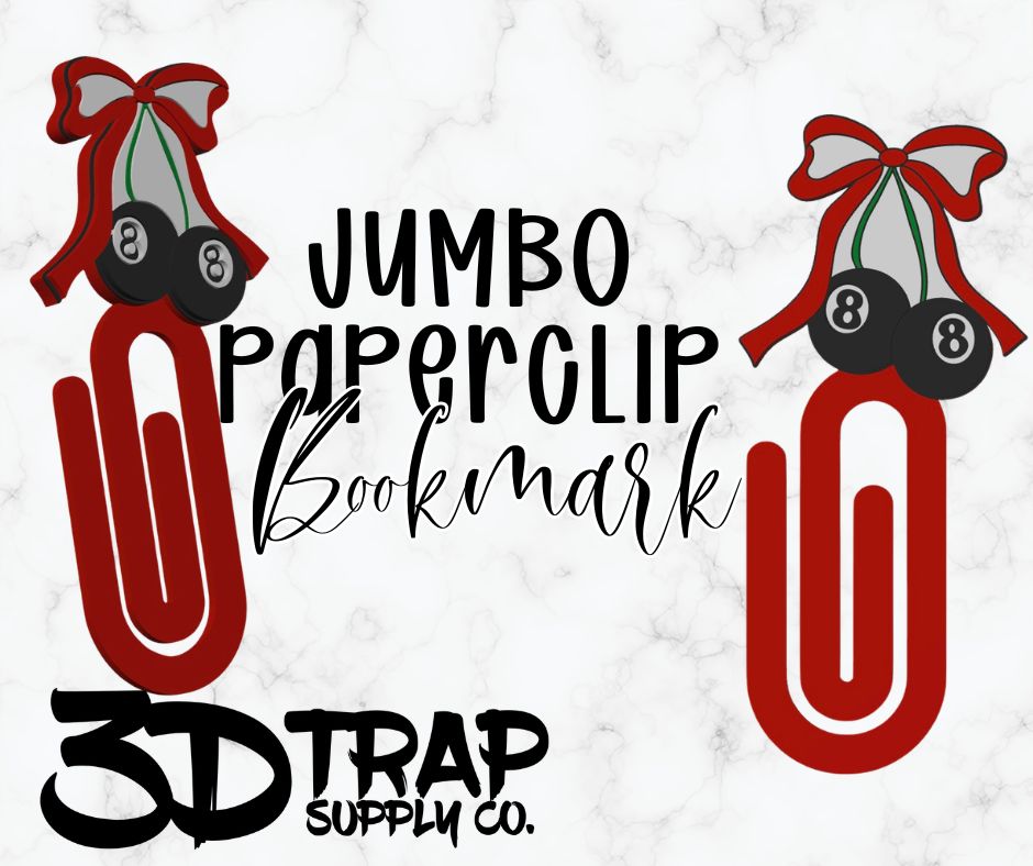 8ball Cherries  Jumbo Paperclip Bookmark – 3D Printed