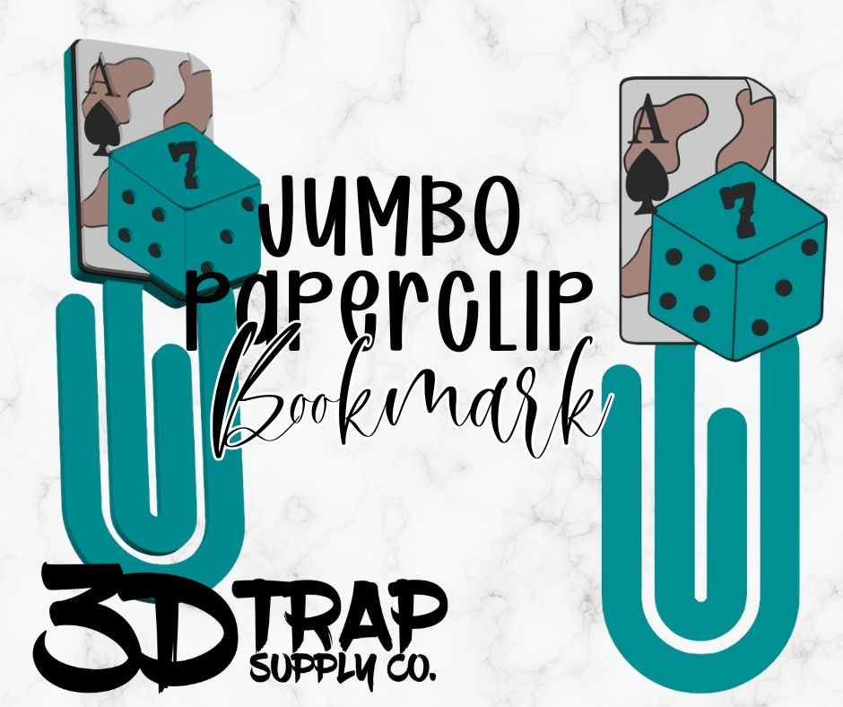 Cow Hide Ace and Dice Jumbo Paperclip Bookmark – 3D Printed