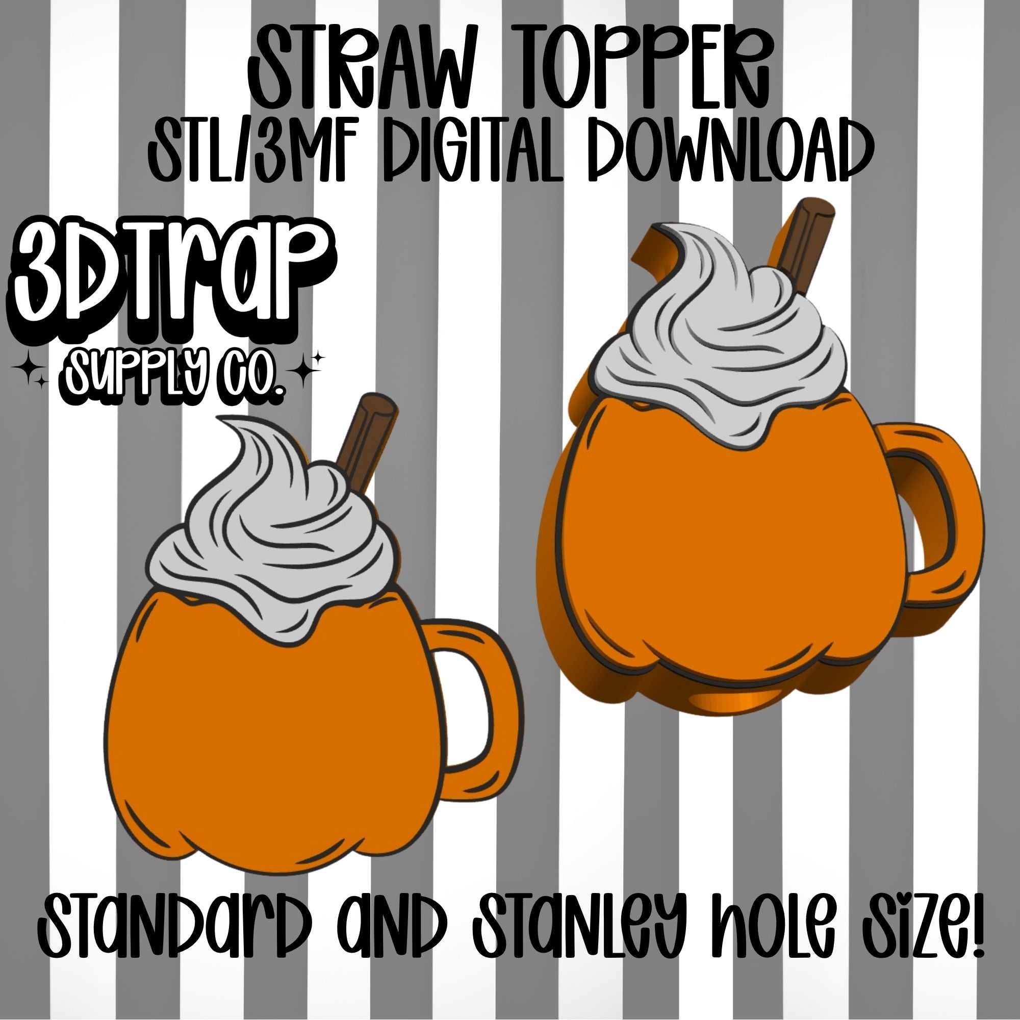 Pumpkin Spice Coffee Mug Straw topper STL/3MF