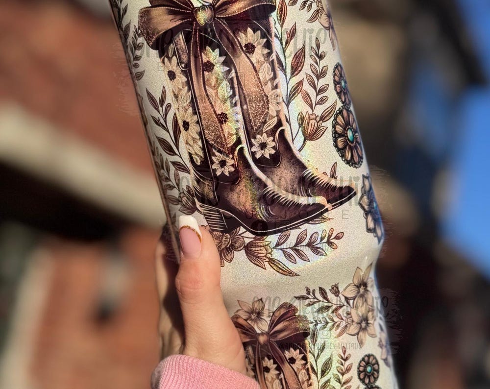 Cute western Country tumbler with handle